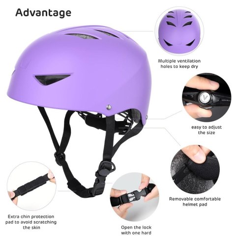 Kask i ochraniacze dla dzieci - Fioletowy - Zestaw 7w1 na rower, rolki, deskorolkę Kask i ochraniacze dla dzieci - Fioletowy - Zestaw 7w1 na rower, rolki, deskorolkę