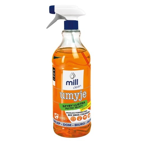 MILL CLEAN UMYJE Płyn do mycia szyb, luster, glazury o zapachu Pomarańczy 1,22l (opak.zb 9 szt.) MILL CLEAN UMYJE Płyn do mycia szyb, luster, glazury o zapachu Pomarańczy 1,22l (opak.zb 9 szt.)