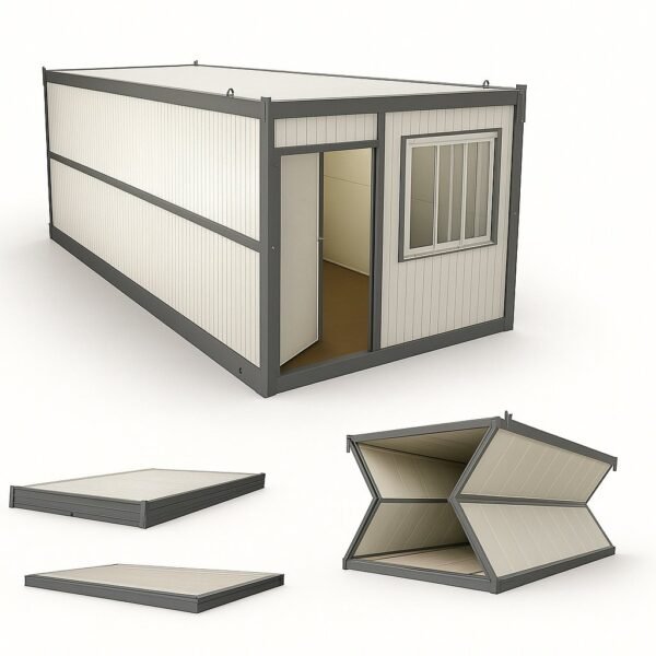 Kontener składany - Socjalny, biurowy 14 m² - Z czarną ramą